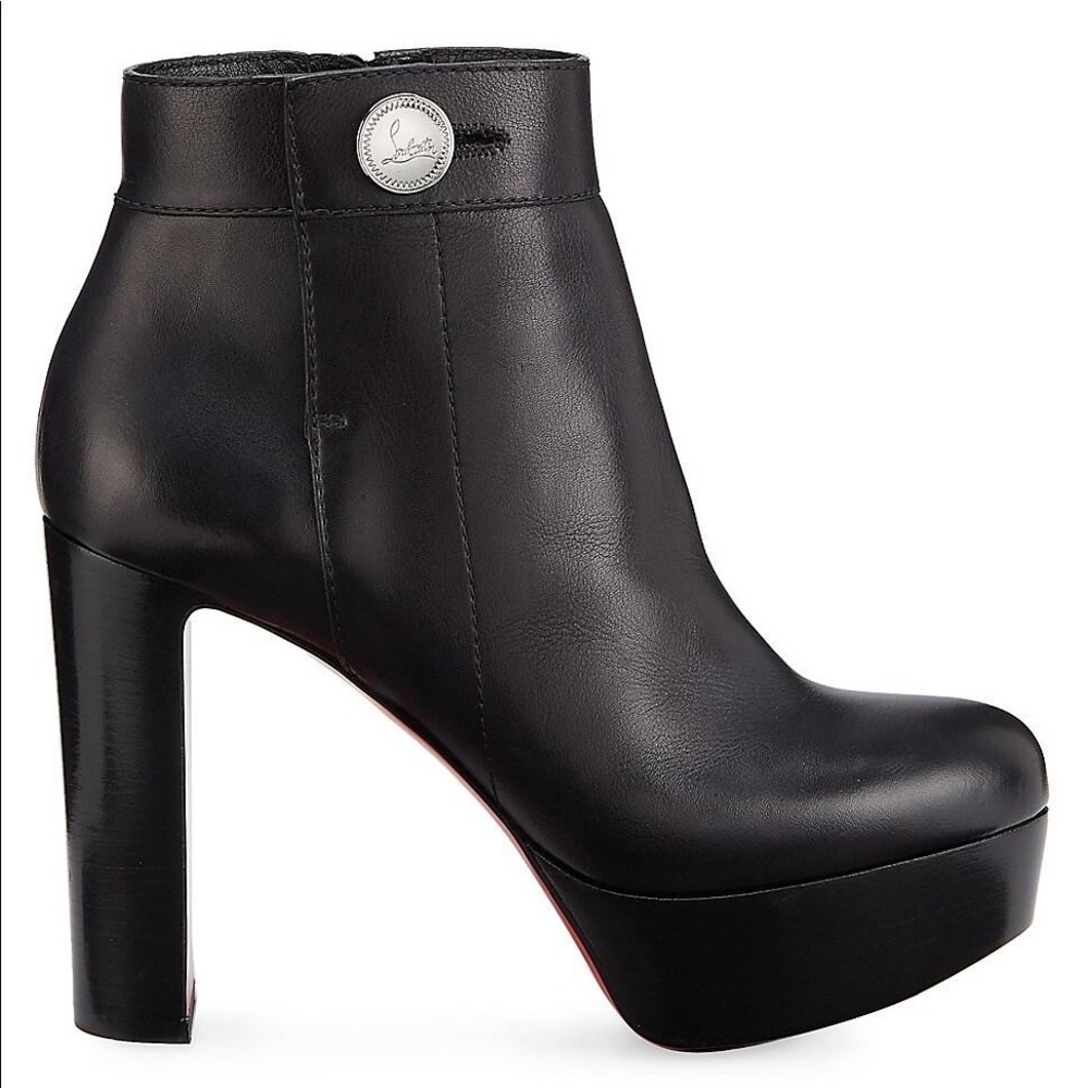 Christian Louboutin Janis Alta Black Leather Booties